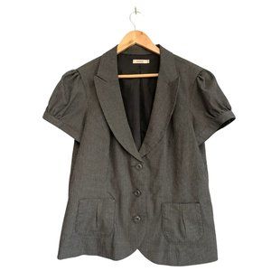 Ricki's Short Sleeve Blazer Jacket | Grey Pinstripe | Size 18